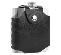Linkidea Vegan Leather Flask Case, Portable Pocket Belt Bag Compatible with 6 oz Hip Flagon, Protective Travel Holder for Men (Flask Not Included)