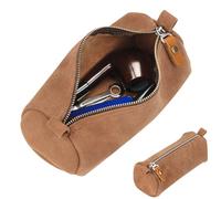 Linkidea Vegan Leather Pipe Tobacco Pouch, Travel Organizer Bag, Storage for Smoking Accessories, Pipe Tools, Rolling Supplies & Cigars (Brown)