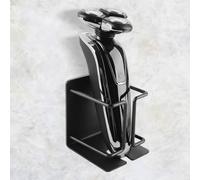 Linkidea Wall Mount Electric Razor Holder, Stainless Steel Shaver Stand for Bathroom Shower, Adhesive Razor Hanger Compatible with Philips Norelco Shaver 2400, Series 7, 9 (Black)