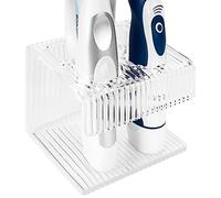 Linkidea Wall Mount Electric Toothbrush Holder for Bathroom, Shower, Acrylic Self Adhesive Organizer Compatible with Oral-B iO Series, Philips Sonicare, 7AM2M, Aquasonic (Transparent)
