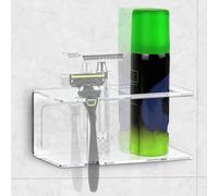 Linkidea Wall Mount Razor & Shaving Cream Holder, Shaver Gel Storage Organizer for Bathroom, Compatible with Vikings Blade Chieftain, Merkur Classic MK-23C (White)