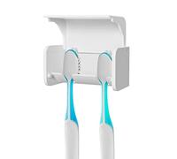 Linkidea Wall Mounted Toothbrush Holder with Protective Cover, 2 Slots Toothbrush Storage Hanger for RV, Camper, Compatible with Colgate Extra Clean, Oral-B CrossAction (White)