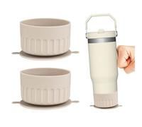 Linkidea Water Bottle Anti Spill Boot Compatible with Stanley 40oz Quencher Adventure, IceFlow 20oz/30oz, Silicone Anti-Slip Waterbottle Bottom Sleeve Protector with Suction Cup (2 Pack)