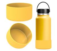 Linkidea Water Bottle Boot Compatible with Hydro Flask Wide Mouth Flex Cap/Straw Lid/Chug Cap 32oz/40oz, Silicone Bottle Bottom Sleeve Cover Protector, Bottle Bumper (York Yellow / 2 Pack)