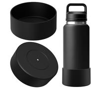 Linkidea Water Bottle Boot Compatible with YETI Rambler Bottle 36oz, Yonder 50oz, Silicone Anti-Slip Water Bottle Bottom Sleeve Cover Protector (Black / 2 Pack)