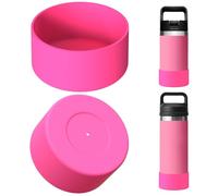 Linkidea Water Bottle Boot Compatible with YETI Rambler Jr. Kids 12oz, Rambler 12oz/18oz, Yonder 20oz/25oz, Silicone Anti-Slip Bottle Bottom Sleeve Bumper Protector (Pink / 2 Pack)