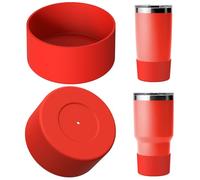 Linkidea Water Bottle Boot Compatible with YETI Rambler Travel Mug 20oz/30oz, Tumbler 20oz/30oz, Silicone Anti-Slip Water Bottle Bottom Sleeve Cover Protector (Red / 2 Pack)