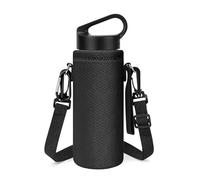Linkidea Water Bottle Carrier with Shoulder Strap Compatible with Hydroflask Standard Mouth 18oz, CamelBak Carry Cap 20oz,Waterbottle Sling Bag Holder (Black)