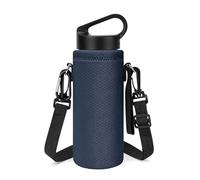 Linkidea Water Bottle Carrier with Strap Compatible with Hydro Flask Standrad Mouth 18oz, CamelBak Carry Cap 20oz, IRON FLASK,Waterbottle Sling Bag Holder, Shoulder Strap (Navy Blue)