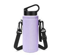 Linkidea Water Bottle Carrier with Strap Compatible with Hydro Flask Standrad Mouth 18oz, CamelBak Carry Cap 20oz, Iron Flask,Waterbottle Sling Bag Holder, Shoulder Strap (Light Purple)