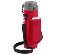 Linkidea Water Bottle Carrier with Strap Compatible with Stanley Quick Flip GO 24/36oz, IceFlow Fast Flow 24/36oz, Waterbottle Sling Bag Holder, Shoulder Strap with Phone Mesh Pocket, Red