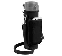 Linkidea Water Bottle Carrier with Strap Compatible with Stanley Quick Flip GO 24/36oz, IceFlow Fast Flow 24/36oz, Waterbottle Sling Bag Holder, Shoulder Strap with Phone Mesh Pocket, Black