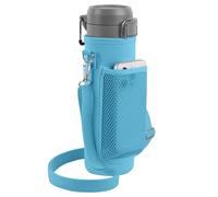 Linkidea Water Bottle Carrier with Strap Compatible with Stanley Quick Flip GO 24/36oz, IceFlow Fast Flow 24/36oz, Waterbottle Sling Bag Holder, Shoulder Strap with Phone Mesh Pocket, Blue