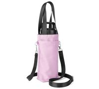 Linkidea Water Bottle Carrier with Strap Compatible with YETI Rambler Bottle 18oz, Owala FreeSip 24oz, Lightweight Waterbottle Sling Bag Holder with Shoulder Strap for Travel, Pink