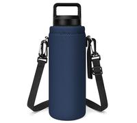 Linkidea Water Bottle Carrier with Strap Compatible with YETI Rambler Bottle 26oz/36oz, Waterbottle Sling Bag Holder with Shoulder Strap,Navy Blue