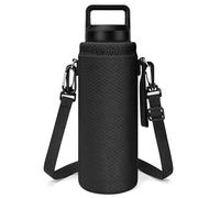 Linkidea Water Bottle Carrier with Strap Compatible with YETI Rambler Bottle 26oz/36oz, Yonder 1L/34oz, Waterbottle Sling Bag Holder with Shoulder Strap, Black