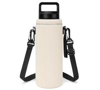 Linkidea Water Bottle Carrier with Strap Compatible with YETI Rambler Bottle 26oz/36oz, Yonder 1L/34oz, Waterbottle Sling Bag Holder with Shoulder Strap, Off White
