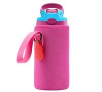 Linkidea Water Bottle Sleeve Compatible with Contigo Aubrey Tritan 14oz, Steel 13oz Kids Bottle, Waterbottle Holder Bag with Name Tag, Rose Red