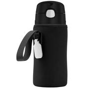 Linkidea Water Bottle Sleeve Compatible with Thermos FUNTAINER Tritan 16oz, Steel 12oz Kids Bottle, Waterbottle Holder Bag with Name Tag, Black
