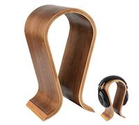 Linkidea Wooden Omega Headphones Stand - Headset Holder/Earphone Desk Display Hanger With Walnut Finish