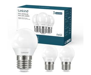 Linkind 3x E27 Golf P45 LED Bulb, 3.4W=40W/470lm, 2700K Warm White, G45 E27 LED Bulb, Energy Class D, 240° Angle, Non-Dimmable, Pack of 3