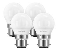 Linkind Bayonet Light Bulb 40w Equivalent,Warm White 2700K, 4.9W 470lm B22d LED Bulbs,G45 Golf Ball Energy Saving Bulbs, Non-Dimmable, 4 Pack
