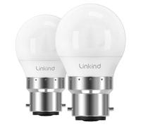 Linkind Bayonet Light Bulb 40w Equivalent,Warm White 2700K, 4.9W 470lm B22d LED Bulbs,G45 Golf Ball Energy Saving Bulbs, Non-Dimmable, 2 Pack