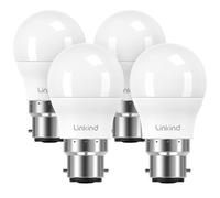 Linkind Bayonet Light Bulb 60w Equivalent,Warm White 2700K, 7.5W 806lm B22d LED Bulbs,G45 Golf Ball Energy Saving Bulbs, Non-Dimmable, 4 Pack