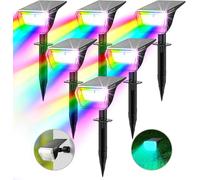 Linkind Colourful Solar Lights for Outdoors, RGB & White Solar Spotlight Garden with 10 Modes, Garden Stake Lights 2 in 1 Mounting, IP67 Outdoor Spotlight for Party, Trees, Yard,