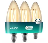Linkind E14 LED Light Bulb, Class A SES Candle Bulb 2.2W=40W, Warm White 2700K, 470lm, Small Edison Screw C35/B35 Clear Vintage Filament Bulb, Non Dimmable, Pack of 3