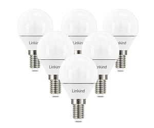 Linkind E14 LED Light Bulb, Small Edison Screw Golf Ball P45 LED Light Bulb, 5.2W(40W Equivalent), 3000K Warm White, 470lm,Energy Saving Golfball Bulb, Non-Dimmable, CE/RoHS/ErP Certified, 6 Pack