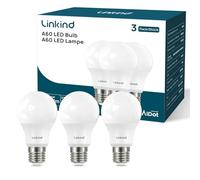 Linkind E27 Screw Bulbs 8W, Daylight 5000K E27 LED Bulb, 60W Equivalent, 840LM, Large Screw in LED Light Bulb, Energy Saving ES GLS Bulbs for Lamps, Non-Dimmable, Pack of 3