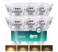 Linkind GU10 Ultra Efficient Dimmable LED Light Bulb 415lm, LED Spot 2.5W=50W, 2700K Warm White, Energy Class B, 90° Angle, Low Energy Bulb, Pack of 6