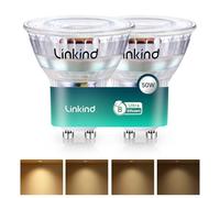 Linkind GU10 Ultra Efficient Dimmable LED Light Bulb 415lm, LED Spot 2.5W=50W, 2700K Warm White, Energy Class B, 90° Angle, Low Energy Bulb, Pack of 2