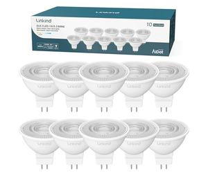Linkind GU5.3 LED Bulb, 3.4W Equivalent 35W, 2700K Warm White 36° Beam Angle LED MR16, 360Lm AC/DC 12V LED Bulb, 25000H Lifespan, Non-Dimmable, 10 PCS