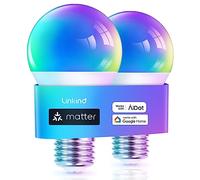 Linkind Matter E27 Smart Bulb, Alexa LED Light Bulbs, 2 Pack | Colour Changing, Dimmable, Voice Control, Energy Saving, Work with Alexa, SmartThings & Google Assistant, 800LM, Replace 60W