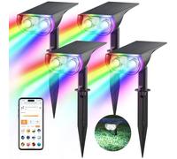 Linkind Outdoor Smart Solar Lights Motion-Sensor SL5, Color Changing Solar Spotlight for Garden Decorations, APP Control Landscape Lights, IP65 Outdoor Spot Lights for Christmas Halloween, 4 Pack