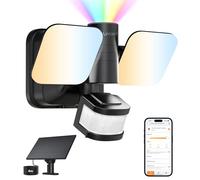 Linkind Smart Hybrid Security Light, Solar & Mains Powered 25W 3000LM LED Outdoor Floodlight, IP65 Outdoor Lights with 240° PIR Motion Sensor, CCT Dimmable, Timer & RGB Night Light
