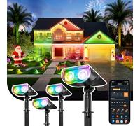 Linkind Smart Solar Spot Lights Outdoor Garden SL5C, App Controlled Color Changing Solar Spotlight, 16 Million Colors, IP65 Waterproof Solar Stake Lights for Garden Yard Pathway Driveway, 4 Pack