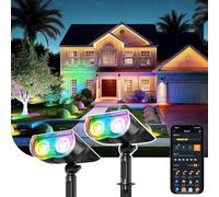 Linkind Smart Solar Spot Lights Outdoor SL5C, App Controlled Color Changing Solar Spotlights, 16 Million Colors, IP67 Waterproof Landscape Lights for Yard Garden Pathway, 2 Pack
