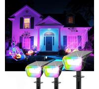 Linkind Solar Garden Lights Outdoor, RGBW Color Changing Dusk to Dawn Solar Lig