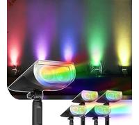 Linkind Solar Lights Outdoor Garden, Colorful Solar Light with 10 Lighting Modes (Color Changing), IP67 Waterproof, Ground Stake & Wall Mount, Compact Outdoor Lights for Festivals, 4 Pack