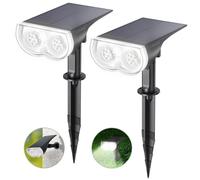 Linkind Solar Lights Outdoor Garden, Dusk-to-Dawn IP65 Waterproof Solar Powered Spot Lights, 6500K Daylight White, Outdoor Wall Lights for Garden Yard Driveway Porch Walkway, 2 Pack