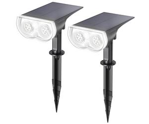 Linkind Solar Lights Outdoor Garden, Dusk-to-Dawn IP65 Waterproof Solar Powered Spot Lights, 6500K Daylight White, Outdoor Wall Lights for Garden Yard Driveway Porch Walkway, 2 Pack