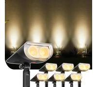 Linkind Solar Lights Outdoor Garden, IP67 Waterproof Outdoor Light Ground Stake & Wall Mount, Compact LED Solar Lights for Gardens & Plants, Warm White, 6 Pack