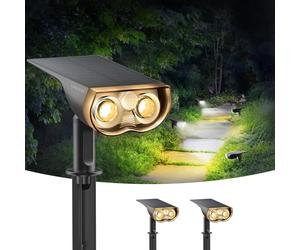 Linkind Solar Security Lights Outdoor with Motion Sensor, Warm & Cool White Solar Powered Spotlights, IP67 Waterproof for Garden Fence Garage Pathway, 2 Pack