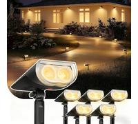 Linkind Solar Spot Lights Outdoor Garden, IP67 Waterproof Outdoor Light Ground Stake & Wall Mount, Compact LED Solar Uplights for Gardens & Plants, Warm White, 6 Pack