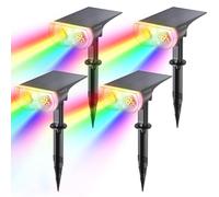 Linkind StarRay Solar Outdoor Garden Lights, Color Changing RGB Solar Powered Landscape Lights, IP65 Waterproof Solar Spot Light for Pathway, Patio, Halloween, Christmas Decor, 4 Pack