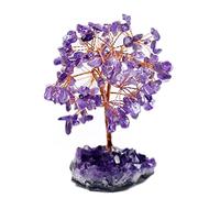 LINKIO Crystal Decorative Tree Of Life Home Office Decoration Crystal Tree Amethyst Gem Tree Quartz Crystal Cluster Base Bonsai Lucky Tree Sculpture Feng Shui Tree Wealth