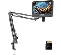 LINKMICRO 4K 30FPS HDMI 10.1'' Digital Microscope with Screen for Electronics Repair, LM208S-A 4K Soldering Microscope Camera 1500X with Flex Arm Stand, Full View Coins, 3840P Video Audio Record, 64GB
